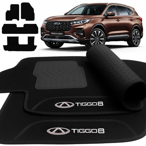TAPETES CARPETE PRETO TIGGO 8 2018 A 2024 7 LUGARES 4 PEÇAS