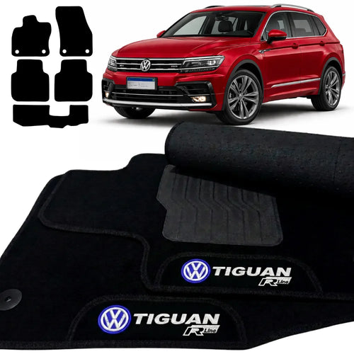 TAPETES CARPETE PRETO TIGUAN R-LINE 2018 A 2024 5 PEÇAS