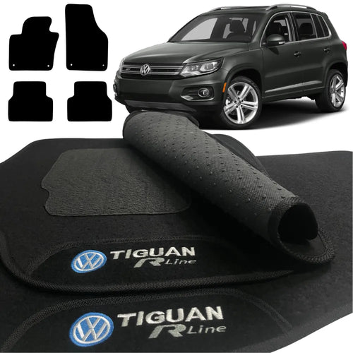 TAPETE CARPETE TIGUAN R-LINE 2008 A 2017 PRETO 4 PEÇAS