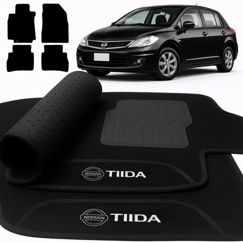 TAPETES CARPETE PRETO NISSAN TIIDA 2008 A 2013 4 PEÇAS