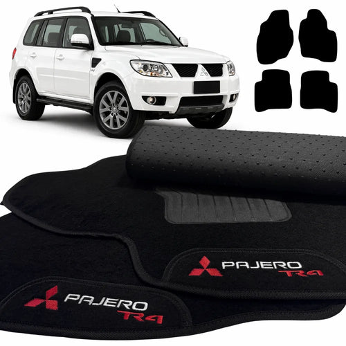 TAPETES CARPETE PRETO MITSUBISHI PAJERO TR4 2003 A 2015 4 PEÇAS