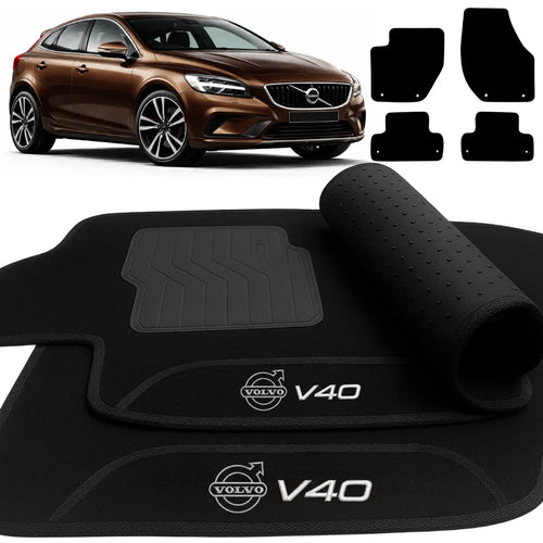 TAPETES CARPETE PRETO VOLVO V40 2012 A 2024 4 PEÇAS