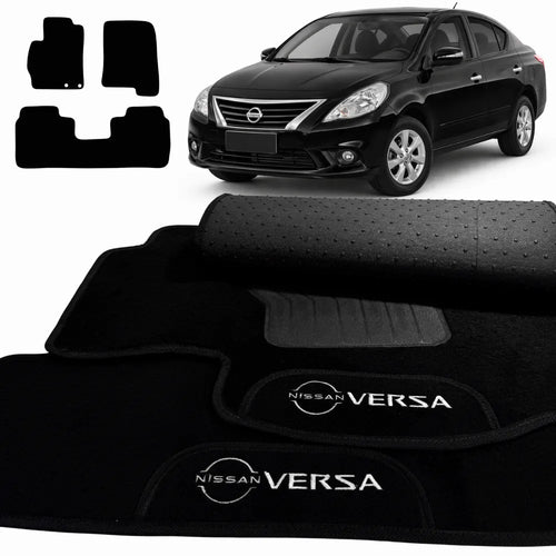 TAPETES CARPETE PRETO VERSA 2011 A 2015 3 PEÇAS