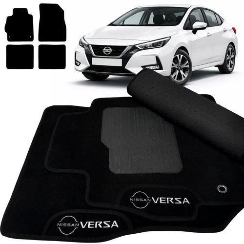 TAPETE CARPETE VERSA 2020 A 2025 PRETO 4 PEÇAS