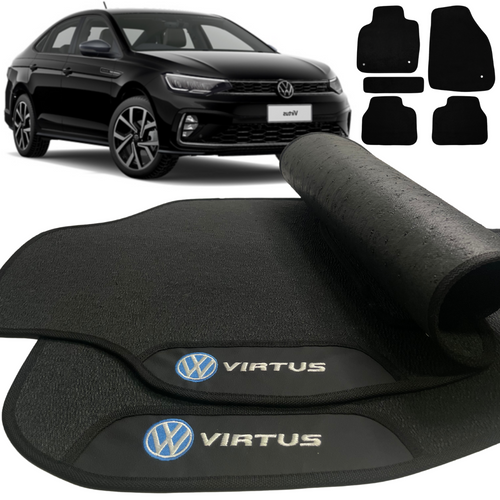 TAPETE BORRACHA PREMIUM VIRTUS 2018 A 2026 PRETO 5 PEÇAS