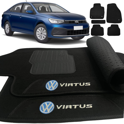 TAPETES CARPETE VIRTUS 2017 A 2026 PRETO 5 PEÇAS