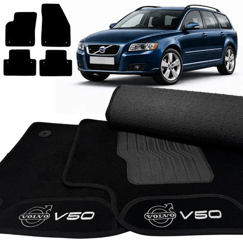 TAPETES CARPETE PRETO VOLVO V50 2004 A 2012 4 PEÇAS