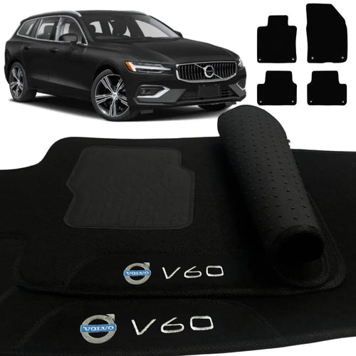TAPETE CARPETE VOLVO V60 2019 A 2022 PRETO 4 PEÇAS