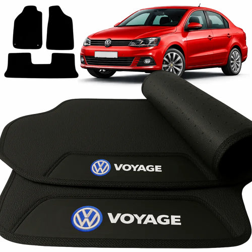TAPETE BORRACHA PREMIUM VOLKSWAGEN VOYAGE 2009 A 2015 PRETO 3 PEÇAS