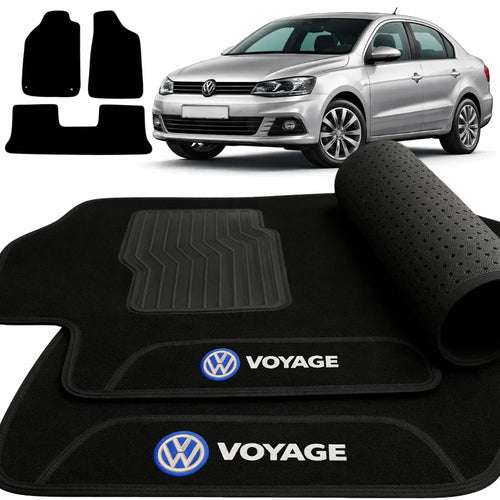 TAPETE CARPETE PRETO VOLKSWAGEN VOYAGE 2009 A 2015 PRETO 3 PEÇAS
