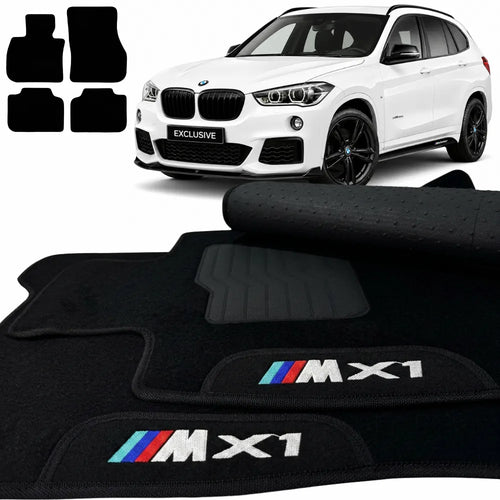 TAPETES CARPETE PRETO BMW X1 M SPORT 2015 A 2022 4 PEÇAS