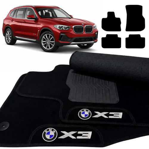 TAPETES CARPETE PRETO BMW X3 XDRIVE30E 2021 A 2022 4 PEÇAS