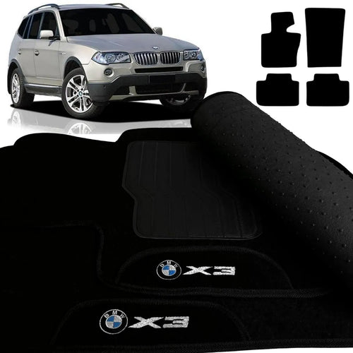 TAPETES CARPETE PRETO BMW X3 2003 A 2010 4 PEÇAS