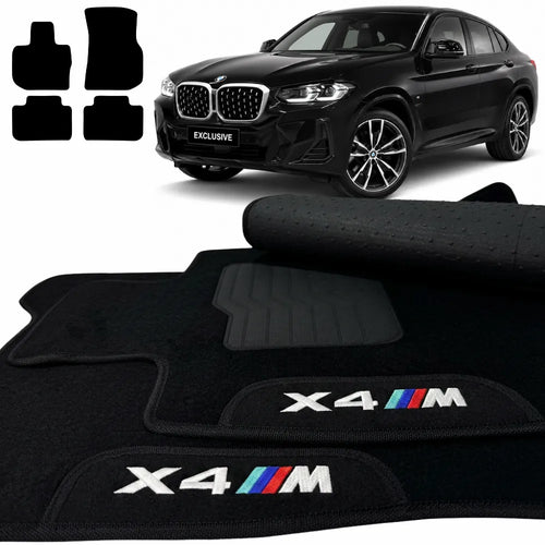 TAPETES CARPETE PRETO BMW X4 M SPORT 2019 A 2023 4 PEÇAS