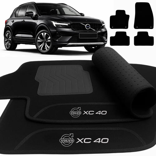TAPETES CARPETE PRETO VOLVO XC40 2018 A 2024 4 PEÇAS