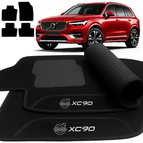 TAPETES CARPETE PRETO VOLVO XC90 2016 A 2022 4 PEÇAS