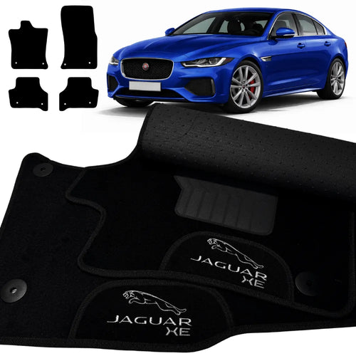 TAPETES CARPETE PRETO JAGUAR XE 2015 A 2021 4 PEÇAS