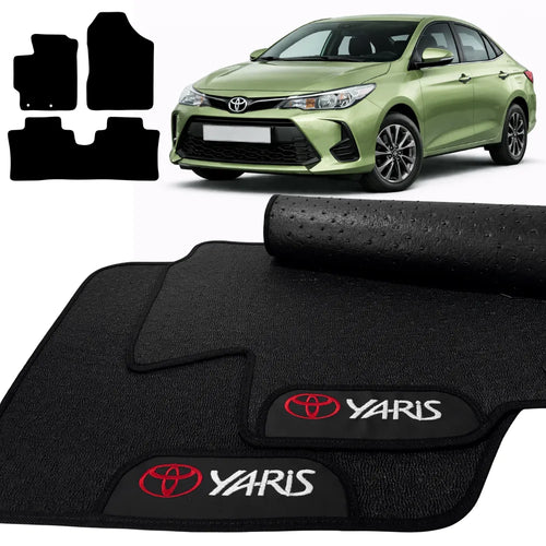 TAPETES BORRACHA PREMIUM YARIS SEDAN 2018 A 2025 3 PEÇAS