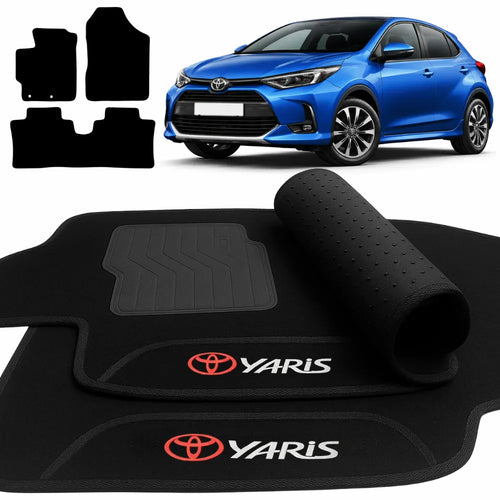 TAPETE CARPETE PRETO YARIS HATCH 2018 A 2025 3 PEÇAS