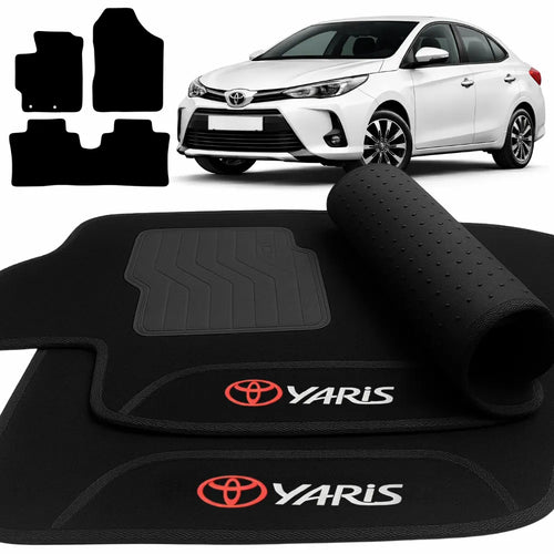 TAPETE CARPETE PRETO YARIS SEDAN 2018 A 2023 3 PEÇAS