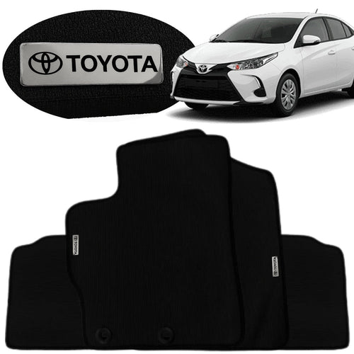 TAPETE BORRACHA TAG INOX YARIS SEDAN 2018 A 2025 3 PEÇAS
