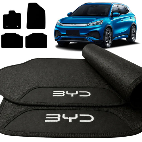 TAPETE BORRACHA PREMIUM BYD YUAN PLUS 2023 A 2026 PRETO 4 PEÇAS