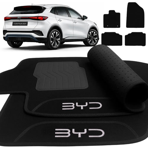 TAPETE CARPETE BYD YUAN PLUS 2023 A 2026 PRETO 4 PEÇAS