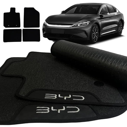 TAPETE BORRACHA PREMIUM BYD HAN 2023 A 2026 PRETO 4 PEÇAS