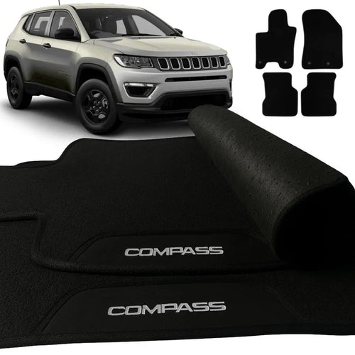 TAPETE BORRACHA PREMIUM COMPASS 2016 A 2025 BORDADO 4 PEÇAS
