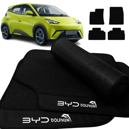 TAPETE BORRACHA PREMIUM BYD DOLPHIN MINI GS 2023 A 2026 BORDADO 4 PEÇAS