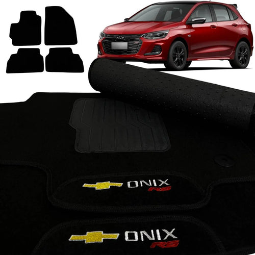TAPETE CARPETE ONIX RS 2020 A 2026 PRETO 4 PEÇAS