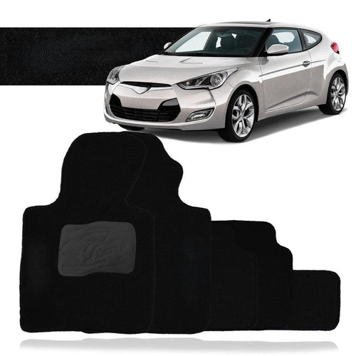 TAPETE CARPETE VELOSTER 2011 A 2014 PRETO BORDADO 4 PEÇAS