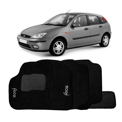 TAPETE CARPETE FORD FOCUS 1998 A 2007 PRETO BORDADO 5 PEÇAS