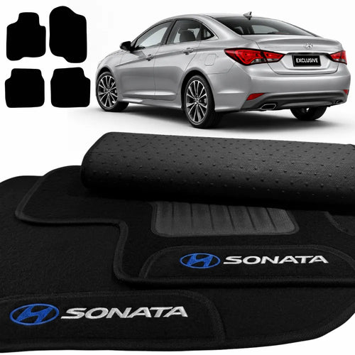 TAPETES CARPETE PRETO HYUNDAI SONATA 2011 A 2014 4 PEÇAS